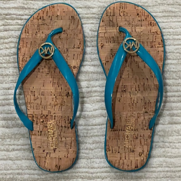 Michael Kors Blue Cork Sandals - Picture 1 of 2